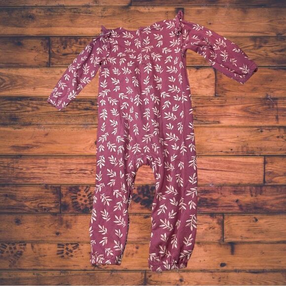 5 for $25🔥Mac & Moon Maroon Floral Jumpsuit 18 Months - Picture 2 of 4